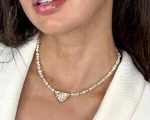 Michal Golan Luster & Light Pearl Triangle Necklace